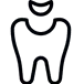 Simple line icon of a tooth with a smiling face above it representing dental care.